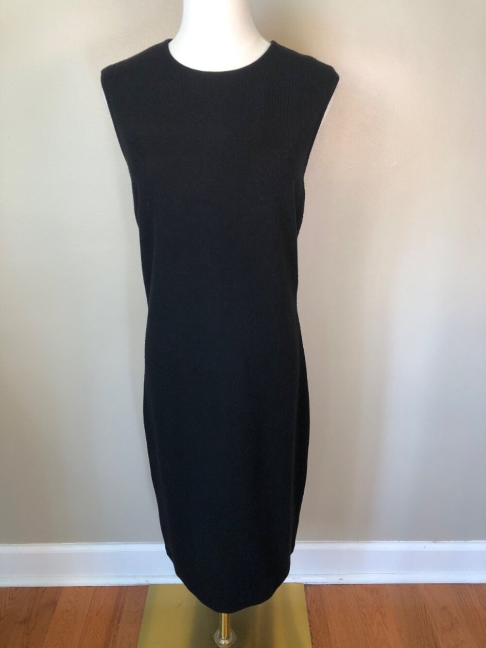 Vince Ribbed Knit Pencil Sheath Sleeveless Black Dress Size M